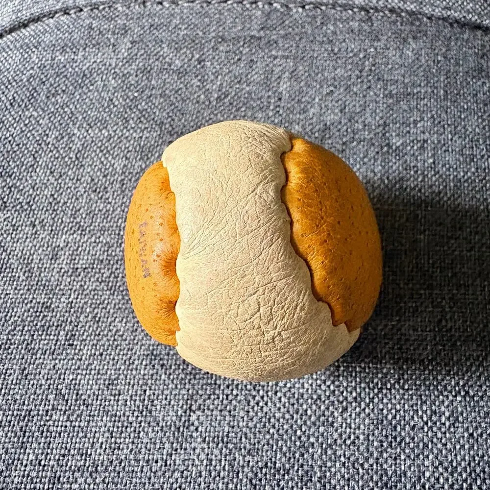 Vintage Hacky Sack Official Footbag Tan Leather 2-Panel Hand Made - 1980s Wham-O